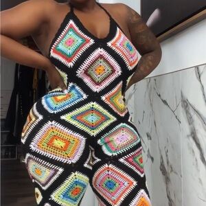 Retro Halter Back Knit Jumpsuit